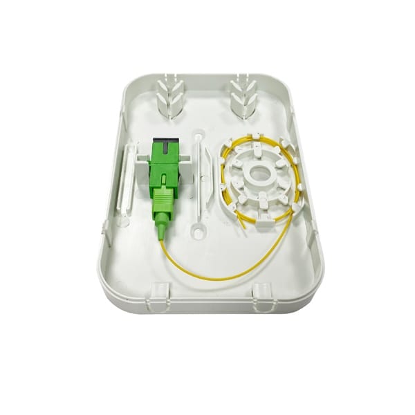 1 port termination box fiber optic, sc adapter with flange, wall mounted white