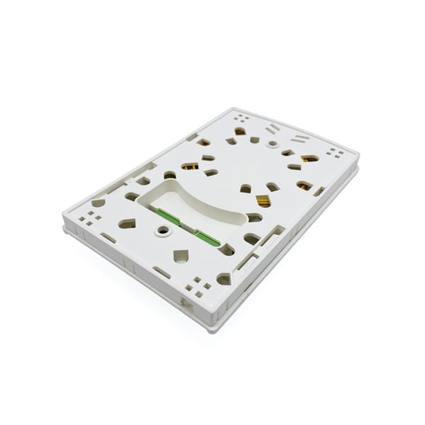ftb102h 3 2 port plastic optical fiber outlet box with sc adapters and pigtails, white, wall mounted