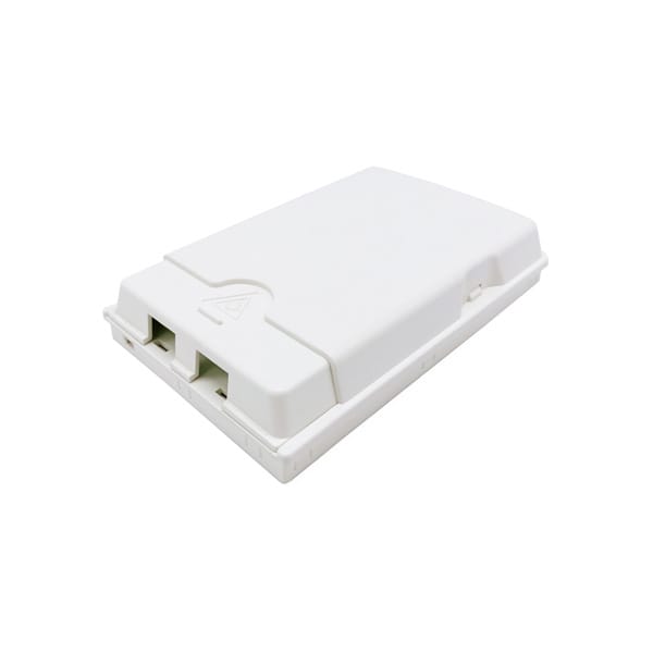 ftb102h 4 2 port plastic optical fiber outlet box with sc adapters and pigtails, white, wall mounted