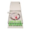 fttx main fiber termination box metal spcc, 8 sc/st/fc ports, 2 cable glands, wall mounted with screws.