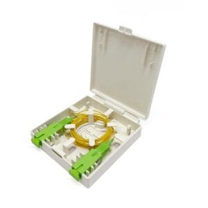 ftth roseta de fibra optica box 2 cores,up down open, white, indoor wall mounting