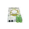 long ftth termination box, 2 sc, 2 cable ports 3mm diameter, top cover locking with screw, white abs