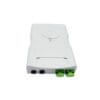 long ftth termination box, 2 sc, 2 cable ports 3mm diameter, top cover locking with screw, white abs
