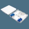2 cores ftth distribution box for indoor fibe r optic drop cable 3mm, 2x3mm. 2 sleeve slots, 2 sc adapters, 2 blocks,cable enter box from bottom hole