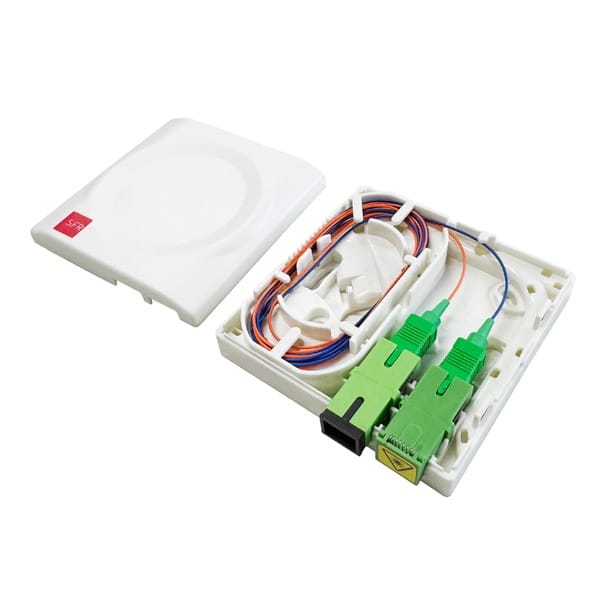 ftth fat box 2 cores sc connectors, compact size, left cable winding, right cable distribution