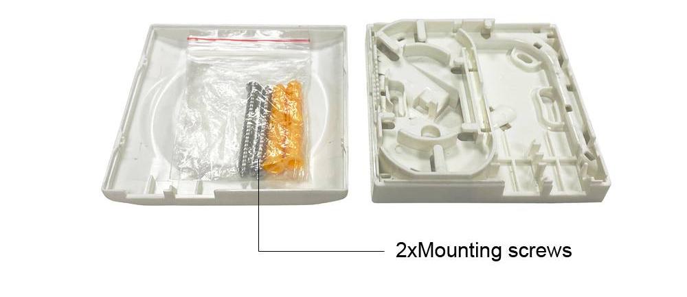 ftth fat box 2 cores sc connectors, fiber optic outlet, left cable winding, right cable distribution