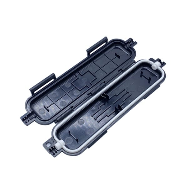ftth connection box for drop cable protection, custom sc adapter, mechanical splicer or fiber sleeve, waterproof with rubber, 1in 2out