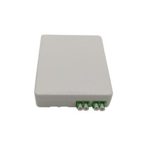 ftth fiber optic termination box, 2 sc / lc duplex adapters, splice tray with sleeve holders, drop cable exits, white os1 9/125um