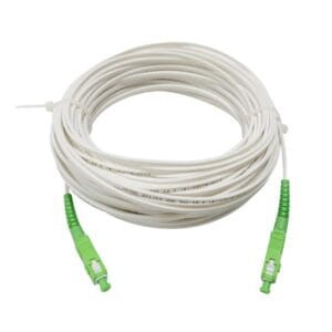 ftth patch cord flat drp cable 2*3mm with 2*0.5mm frp strength members, single mode g.657a1 lszh white 20m with sc/apc connectors