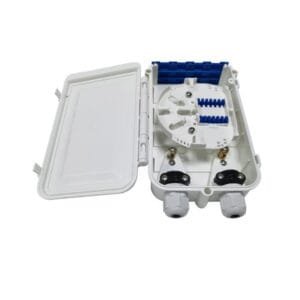 12 cores bundy fiber connection box, cable gland 8 16mm, 8 adapter sc fc ports, with splice tray, white color