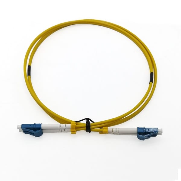 patch panel use lc lc single mode fiber patch cord 9/125um yellow duplex, zip cord with heat shrink protector, 3mm g.652d pvc