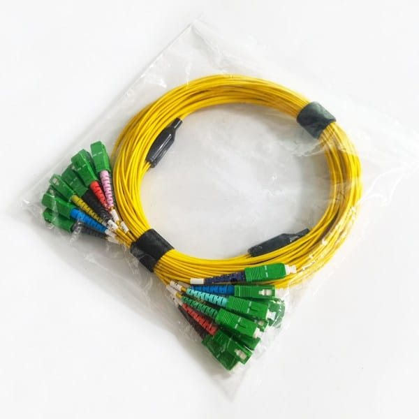 mini 12 core single mode fiber optic cable pre connectorized sc apc connectors both sides 2.0mm g657a2 lszh, colorful boot