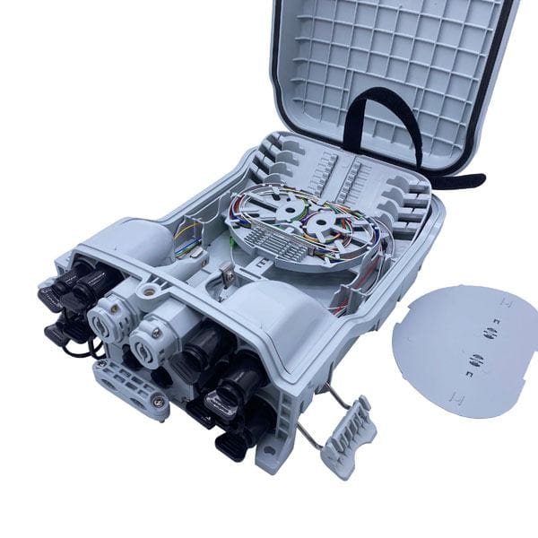 8 port optical splitter box for fiber optic cable 36 cores single fiber splicing, 8pcs mini sc adapters, with number mark and buckle lock