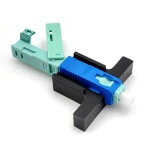 sc/apc fiber optic fast connectors 53mm, suitable for 2x1.6mm and 2x3mm with clips at connector boot, 1pc/bag, 100pcs/inner box