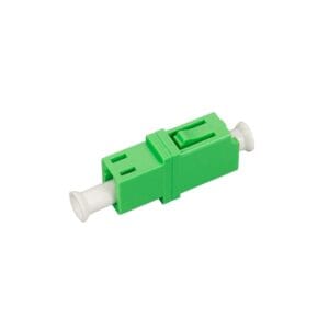 lc apc adapter duplex, sc footprint welding body, w/o flange, single mode apc green, metal clip