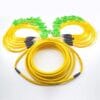 72 core fiber optic cable bundle type, yellow lszh g652d, breakout kits with 6*12 strands fiber pigtails 2mm sc apc green