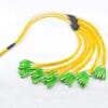 72 core fiber optic cable bundle type, yellow lszh g652d, breakout kits with 6*12 strands fiber pigtails 2mm sc apc green
