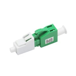 lc apc attenuator with two wings, ceramic ferrule angel 8°, apc green, with flag cap