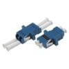 ftth lc to lc fiber adapter duplex upc blue, sc footprint welding body, with flange and metal clip, white dust caps