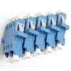 ftth lc to lc fiber adapter duplex upc blue, sc footprint welding body, with flange and metal clip, white dust caps