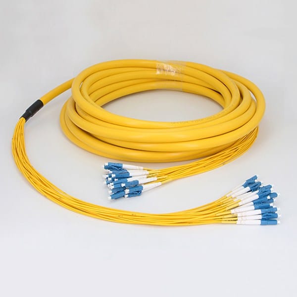 12 cores fiber breakout cable lc upc lc upc connectors both sides 30cm 2.0mm, single mode smf yellow
