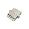 4 way lc female to lc female adapter, zinc alloy material, white caps, rack mount in fiber patch panel