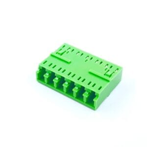 6 way os1 fiber adapter lc lc apc, sm apc green, flangeless for high density data center