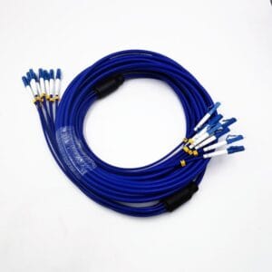 8 core armored fiber optic patch cable lc upc lc upc singlemode g.652d pvc blue sheath, 15 mts
