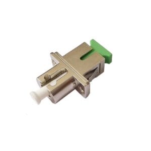 metal lc/upc to sc/apc hybird adapter with flange, single mode fiber os2 9/125um, simplex, female to female