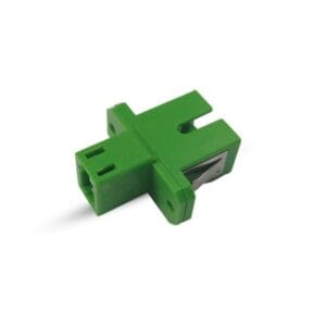 plastic ftth adapter sc to lc coupler, single mode, apc green, simplex with a steel clip