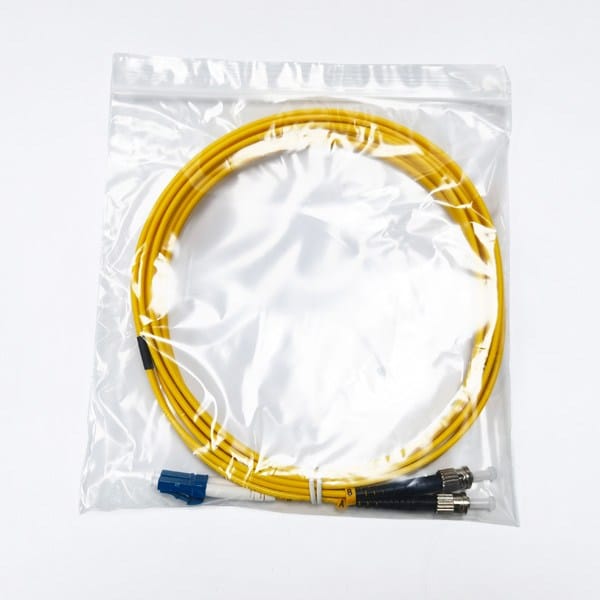 st lc patch cord single mode duplex 9/125um yellow g652d pvc 3mm zip cord with cilp, 1pc/bag, 200pcs/carton