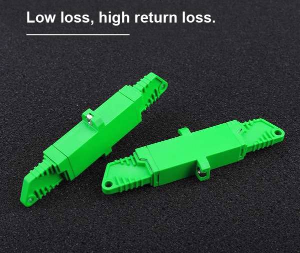 e2000/apc fiber optic attenuator single mode 5db, female to female, green r&m housing