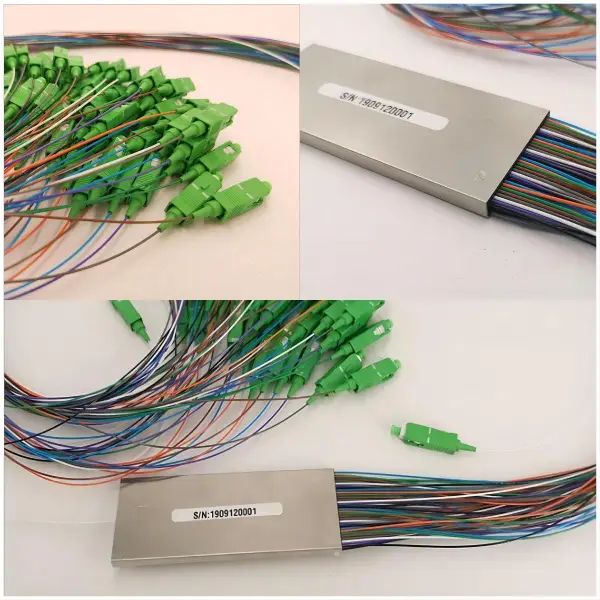 single mode splitter 1 64 channel for xgspon network, il < 20.5 db, loss uniformity <2.0 db, pdl <0.35 db, 1pc/box