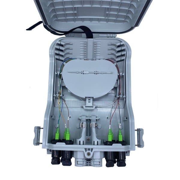 8 port optical splitter box for fiber optic cable 36 cores single fiber splicing, 8pcs mini sc adapters, with number mark and buckle lock