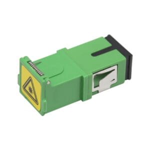 sc shutter adapter with yellow laser mark, simplex single mode, without flange, metal clip, green