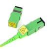 sc shutter adapter with yellow laser mark, simplex single mode, without flange, metal clip, green