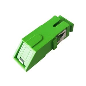 sc adapter with shutter, single mode apc green, with flange, laser protection, metal clip