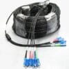 4 core armored fiber jumper cable with sc st fc lc, tpu cable sheath, black, anti uv, very soft, outdoor use, pack with cable car for fast deploying