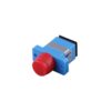 plastic sc to fc adapter, male female adapter connector, flange with mounting holes, sc blue with steel clip, fc red cap