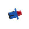 plastic sc to fc adapter, male female adapter connector, flange with mounting holes, sc blue with steel clip, fc red cap