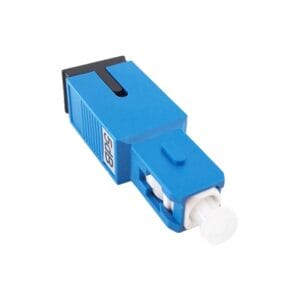 build out fiber optic attenuator sc upc blue, with white black dust covers