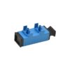 sc/upc fiber optic adapter with legs for pcb boarding, blue, black caps