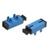 sc/upc fiber optic adapter with legs for pcb boarding, blue, black caps