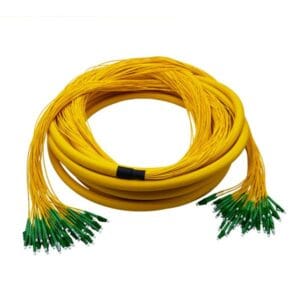 multi cores fiber cable patch cord 48cores sm g.652d pvc, breakout cable 2.0mm 30cm with lc apc connectors, yellow