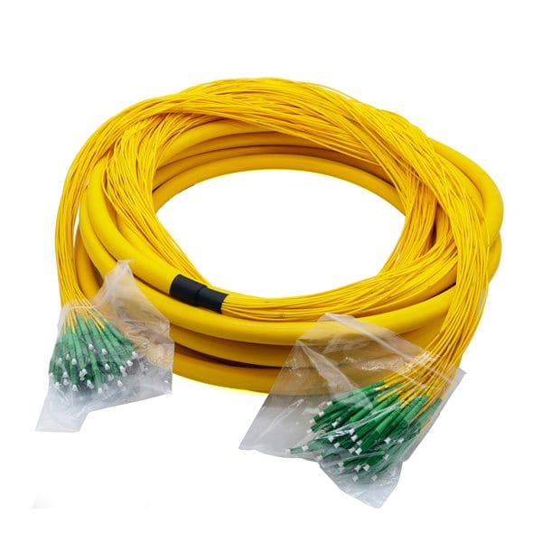 multi cores fiber cable patch cord 48cores sm g.652d pvc, breakout cable 2.0mm 30cm with lc apc connectors, yellow
