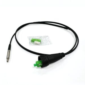 figure 8 fiber cable pre terminated optical fiber connectors sc/apc(with rubber to protect connection with fiber termination box) one side, sc/apc metal housing connector on other side, corning g657a2, black