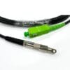 pre connect figure 8 fiber optic cable patch cord 1 core single mode sm corning g657a2 length 1m each side fan out 0.5m length with 3mm patch cord sc apc to sc apc, one side metal housing, one side with rubber boot, max. 120n breaking load
