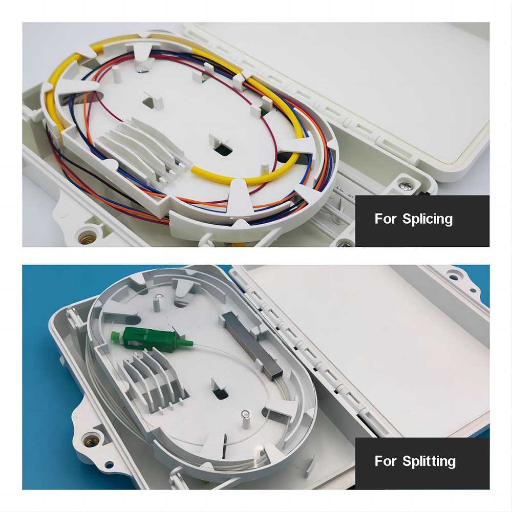 6 port fiber optic box indoor outdoor wall mounted for ftth fiber access terminal use,splice tray, abs material, 1:5 splitter