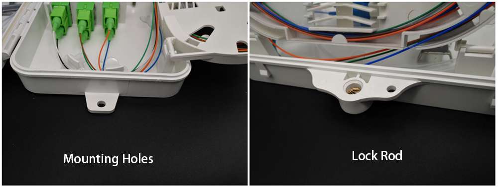 6 port fiber optic box indoor outdoor wall mounted for ftth fiber access terminal use,splice tray, abs material, 1:5 splitter