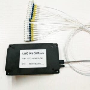 100g awg module 16ch c26 c41 lc upc connectors, single mode 1meter white 09mm pigtails 1x16